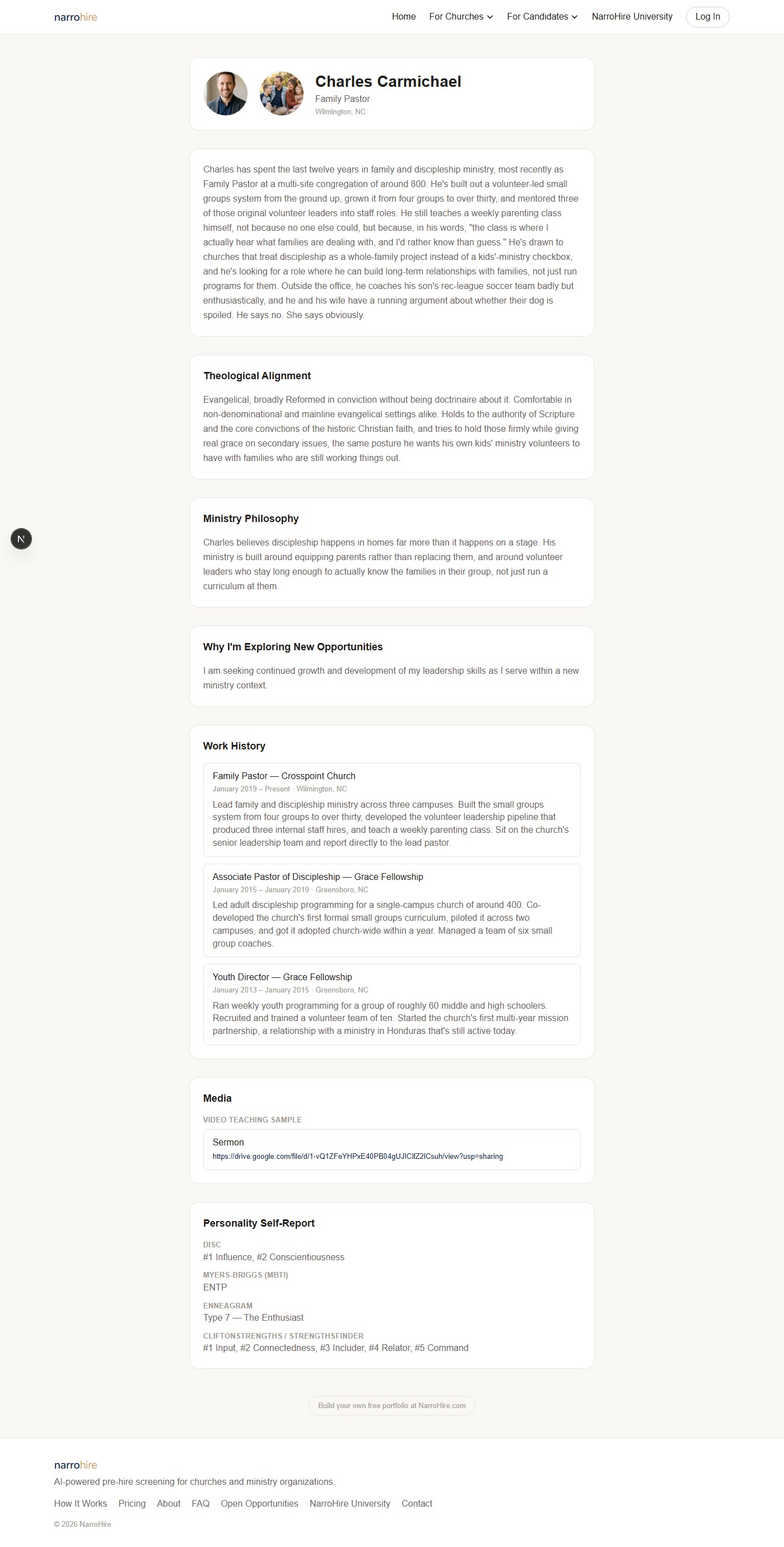 A real, complete public portfolio page, top to bottom